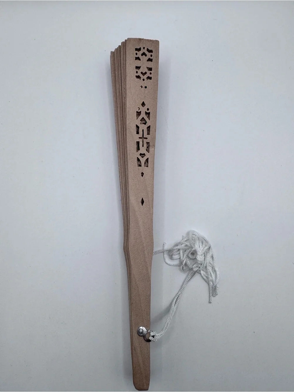 Beige Floral Cutout Folding Fan